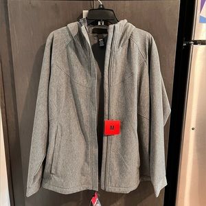 Gray Fleece-Lined Hooded Zip-Up Jacket